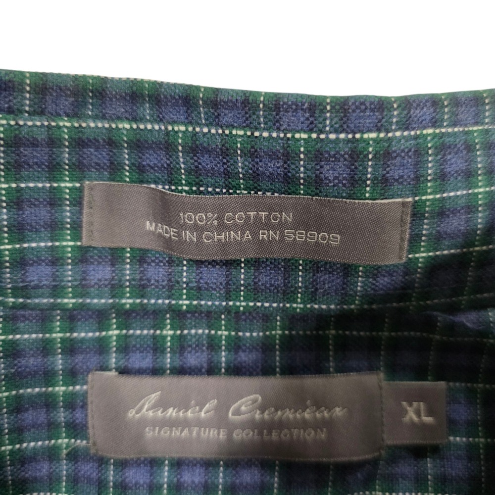 Daniel Cremieux Button Up Top Mens Green XL Plaid Woven Cotton Classic Western - Picture 6 of 11